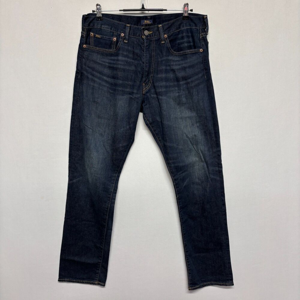 Polo Ralph Lauren Men Varick Slim Straight Jeans Size 34x32 Blue Denim D131 -6